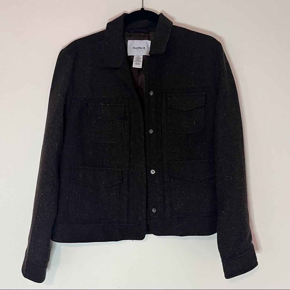 Bonworth Vintage Brown Wool Blend Shaket Utility Jacket